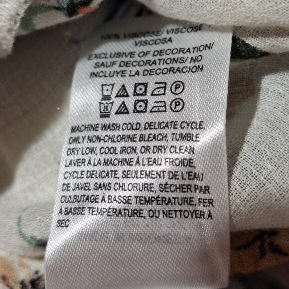 Lucky Brand Shirt Women's Medium Bohemian Floral Ruffle Cottagecore Lightweight - Picture 8 of 9